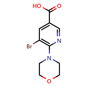 Chemical structure of 5-Bromo-6-morpholinonicotinic acid , CAS 1216637-77-2, AChemBlock AD258425