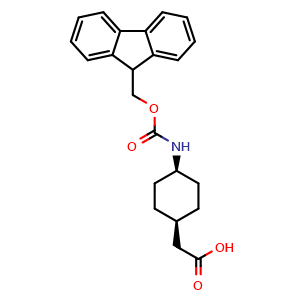 Chemical structure of Fmoc-cis-4-aminocyclohexane acetic acid , CAS 1217675-84-7, AChemBlock AD258428