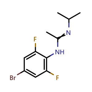 Chemical structure of (E)-N'-(4-bromo-2,6-difluorophenyl)-N-isopropylacetimidamide , CAS 1231930-29-2, AChemBlock AD258439