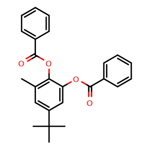 Chemical structure of 5-(tert-Butyl)-3-methyl-1,2-phenylene dibenzoate , CAS 1232839-86-9, AChemBlock AD258440