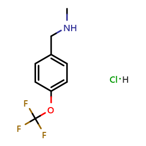 Chemical structure of N-Methyl-1-(4-(trifluoromethoxy)phenyl)methanaminehydrochloride , CAS 1236000-51-3, AChemBlock AD258444