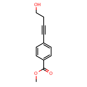 Chemical structure of Methyl 4-(4-hydroxybut-1-ynyl)benzoate , CAS 123910-86-1, AChemBlock AD258449