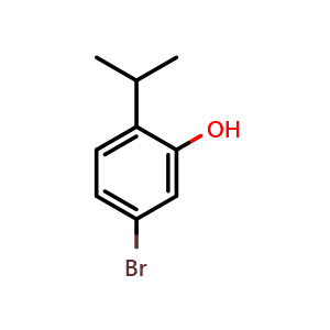 Chemical structure of 5-Bromo-2-(propan-2-yl)phenol , CAS 1243373-55-8, AChemBlock AD258453