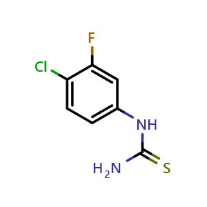 Chemical structure of 4-Chloro-3-fluorophenylthiourea , CAS 1247905-10-7, AChemBlock AD258455