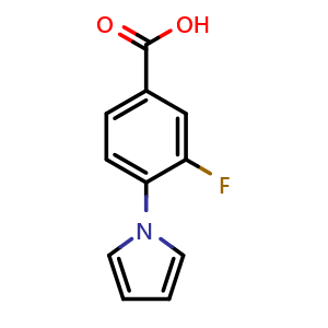 Chemical structure of 3-Fluoro-4-(1H-pyrrol-1-yl)benzoic acid , CAS 1258649-91-0, AChemBlock AD258471