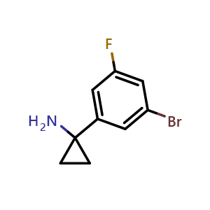 Chemical structure of 1-(3-Bromo-5-fluorophenyl)cyclopropan-1-amine , CAS 1260841-36-8, AChemBlock AD258479