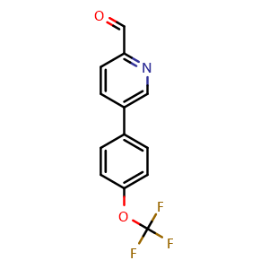 Chemical structure of 5-(4-(trifluoromethoxy)phenyl)picolinaldehyde , CAS 1261833-84-4, AChemBlock AD258484