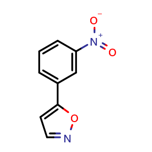 Chemical structure of 5-(3-Nitrophenyl)-1,2-oxazole , CAS 126633-02-1, AChemBlock AD258494