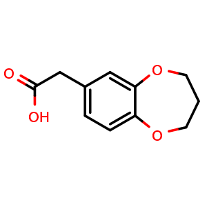 Chemical structure of 2-(3,4-DIhydro-2h-1,5-benzodioxepin-7-yl)acetic acid , CAS 127264-07-7, AChemBlock AD258497