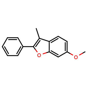Chemical structure of 6-Methoxy-3-Methyl-2-phenylbenzofuran , CAS 127745-68-0, AChemBlock AD258499