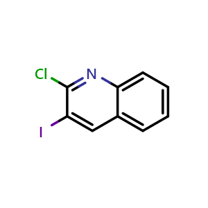 Chemical structure of 2-chloro-3-iodoquinoline , CAS 128676-85-7, AChemBlock AD258501