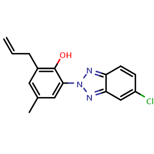 Chemical structure of 2-(5-chloro-2H-1,2,3-benzotriazol-2-yl)-4-methyl-(6-allyl)phenol , CAS 128796-28-1, AChemBlock AD258502