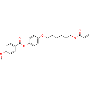 Chemical structure of 4-((6-(acryloyl oxy)hexyl)oxy)phenyl 4-methoxy benzoate , CAS 130953-14-9, AChemBlock AD258515