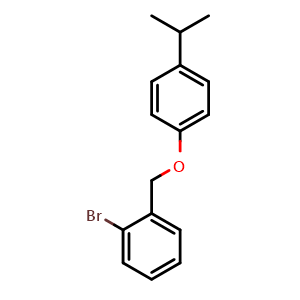 Chemical structure of 1-[(2-bromophenyl)methoxy]-4-(propan-2-yl)benzene , CAS 1309933-00-3, AChemBlock AD258516