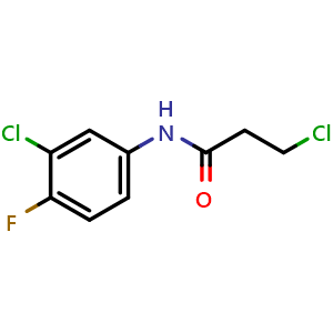 Chemical structure of 3-Chloro-N-(3-chloro-4-fluorophenyl)propanamide , CAS 131605-66-8, AChemBlock AD258529
