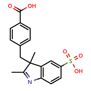 Chemical structure of 4-[(2,3-Dimethyl-5-sulfo-3H-indol-3-yl)methyl]benzoic acid , CAS 1316891-34-5, AChemBlock AD258531