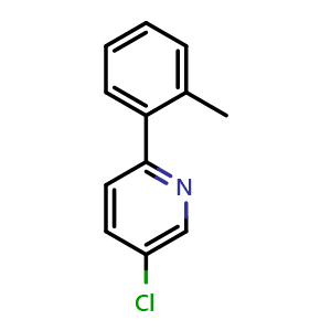 Chemical structure of 5-Chloro-2-(o-tolyl)pyridine , CAS 1345043-96-0, AChemBlock AD258550