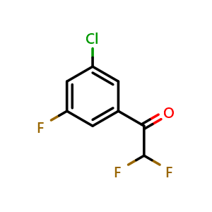 Chemical structure of 1-(3-chloro-5-fluorophenyl)-2,2-difluoroethan-1-one , CAS 1352208-84-4, AChemBlock AD258557