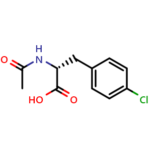 Chemical structure of (2R)-3-(4-chlorophenyl)-2-acetamidopropanoic acid , CAS 135270-40-5, AChemBlock AD258558