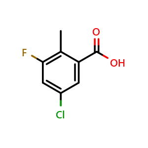 Chemical structure of 5-Chloro-3-fluoro-2-methylbenzoic acid , CAS 1365969-71-6, AChemBlock AD258566