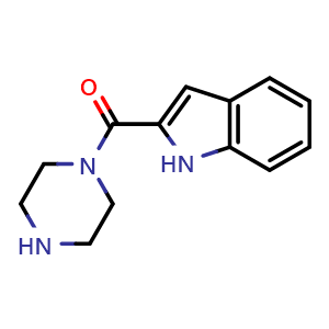 Chemical structure of 2-(piperazin-1-ylcarbonyl)-1H-indole , CAS 136818-95-6, AChemBlock AD258567