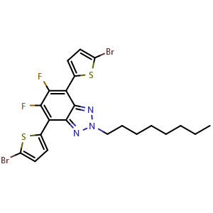 Chemical structure of 4,7-Bis(5-bromo-2-thienyl)-5,6-difluoro-2-octyl-2H-benzotriazole , CAS 1393528-99-8, AChemBlock AD258590