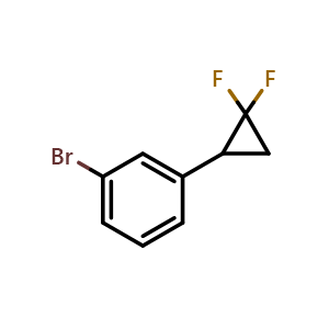 Chemical structure of 1-Bromo-3-(2,2-difluorocyclopropyl)benzene , CAS 1393563-14-8, AChemBlock AD258591