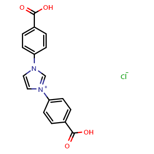 Chemical structure of 1,3-Bis(4-carboxyphenyl)imidazolium chloride , CAS 1414629-40-5, AChemBlock AD258604