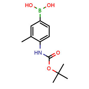 Chemical structure of 4-Bocamino-3-methyl-phenylboronic acid , CAS 1415960-57-4, AChemBlock AD258605