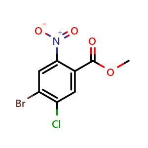 Chemical structure of 2-Nitro-4-bromo-5-chlorobenzoic acid methyl ester , CAS 1416374-90-7, AChemBlock AD258607