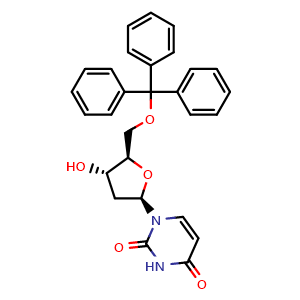 Chemical structure of 5'-O-Trityl-2'-deoxyuridine , CAS 14270-73-6, AChemBlock AD258619