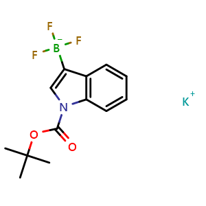 Chemical structure of Potassium (1-(tert-Butoxycarbonyl)-1H-indol-3-yl)trifluoroborate , CAS 1428884-69-8, AChemBlock AD258624