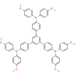 Chemical structure of 1,3,5-Tris[4-[bis(4-methoxyphenyl)amino]phenyl]benzene , CAS 142894-38-0, AChemBlock AD258625