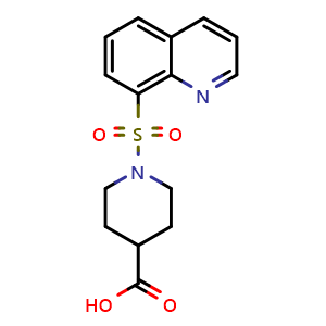 Chemical structure of 1-(quinolin-8-ylsulfonyl)piperidine-4-carboxylic acid , CAS 147958-99-4, AChemBlock AD258644