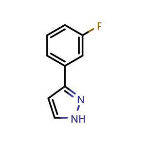 Chemical structure of 3-(3-Fluorophenyl)-pyrazole , CAS 149739-61-7, AChemBlock AD258656