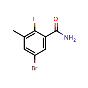Chemical structure of 5-Bromo-2-fluoro-3-methylbenzamide , CAS 1503765-55-6, AChemBlock AD258664