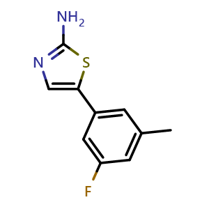 Chemical structure of 5-(3-Fluoro-5-methylphenyl)thiazol-2-amine , CAS 1542102-42-0, AChemBlock AD258687