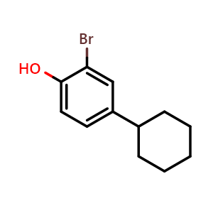Chemical structure of 2-Bromo-4-cyclohexylphenol , CAS 15460-06-7, AChemBlock AD258689
