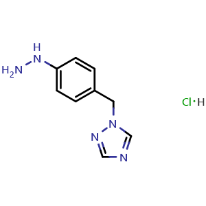 Chemical structure of 1-[(4-Hydrazinophenyl)methyl]-1H-1,2,4-triazole hydrochloride , CAS 154748-67-1, AChemBlock AD258691