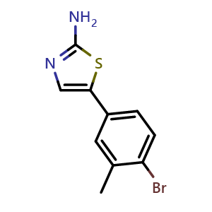 Chemical structure of 5-(4-Bromo-3-methylphenyl)thiazol-2-amine , CAS 1599574-16-9, AChemBlock AD258706