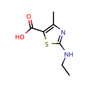 Chemical structure of 2-Ethylamino-4-methyl-thiazole-5-carboxylic acid , CAS 162651-09-4, AChemBlock AD258716
