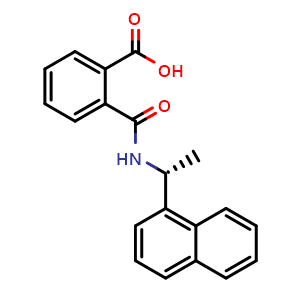 Chemical structure of (R)-2-((1-(naphthalen-1-yl)ethyl)carbamoyl)benzoic acid , CAS 163438-05-9, AChemBlock AD258722