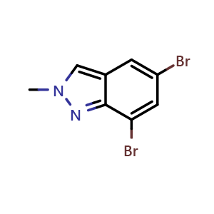 Chemical structure of 5,7-Dibromo-2-methyl-2H-indazole , CAS 1644115-98-9, AChemBlock AD258727