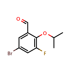 Chemical structure of 5-Bromo-3-fluoro-2-(propan-2-yloxy)benzaldehyde , CAS 1683547-39-8, AChemBlock AD258739