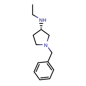 Chemical structure of (S)-1-Benzyl-N-ethylpyrrolidin-3-amine , CAS 169750-99-6, AChemBlock AD258744
