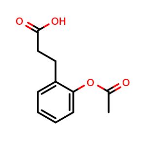 Chemical structure of 3-(2-Acetoxyphenyl)propanoic acid , CAS 17123-74-9, AChemBlock AD258753