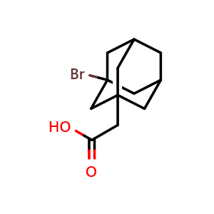 Chemical structure of 2-(3-bromoadamantan-1-yl)acetic acid , CAS 17768-34-2, AChemBlock AD258773