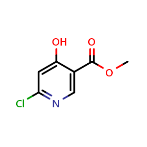 Chemical structure of Methyl 6-chloro-4-hydroxynicotinate , CAS 1781900-26-2, AChemBlock AD258778