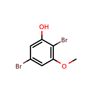 Chemical structure of 2,5-dibromo-3-methoxyphenol , CAS 1782369-05-4, AChemBlock AD258779