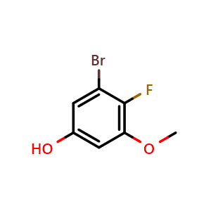 Chemical structure of 3-Bromo-4-fluoro-5-methoxyphenol , CAS 1784589-71-4, AChemBlock AD258785